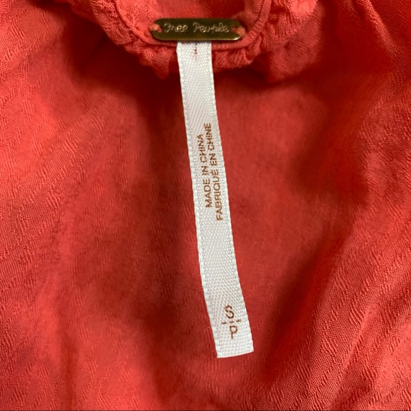 FREE PEOPLE Solid Flutter By Ruffle Spaghetti Strap Tank Coral Pink Size Small - Picture 9 of 11